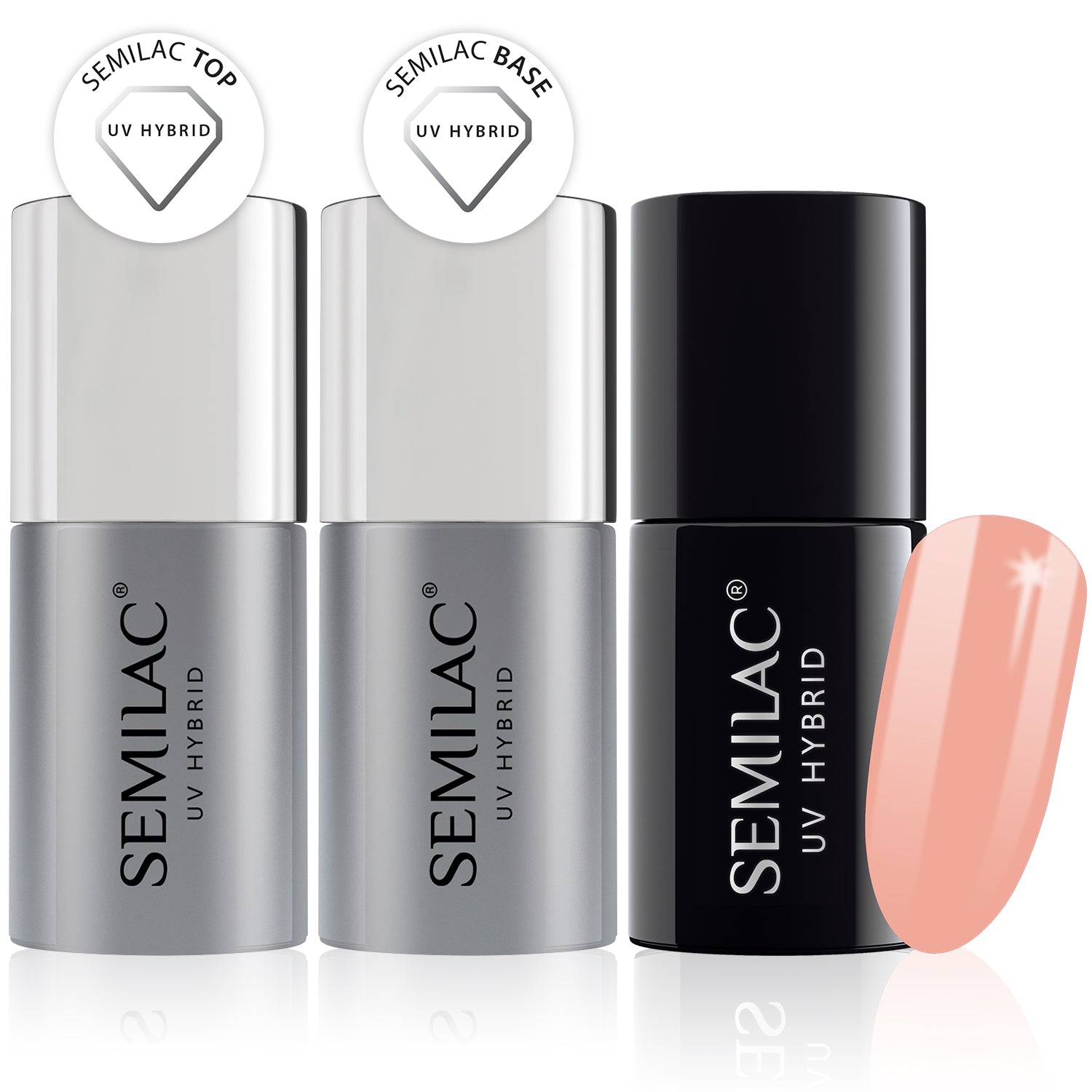 Semilac Base + Top + 130 Sleeping Beauty UV Gel Polish Set - Semilac UK