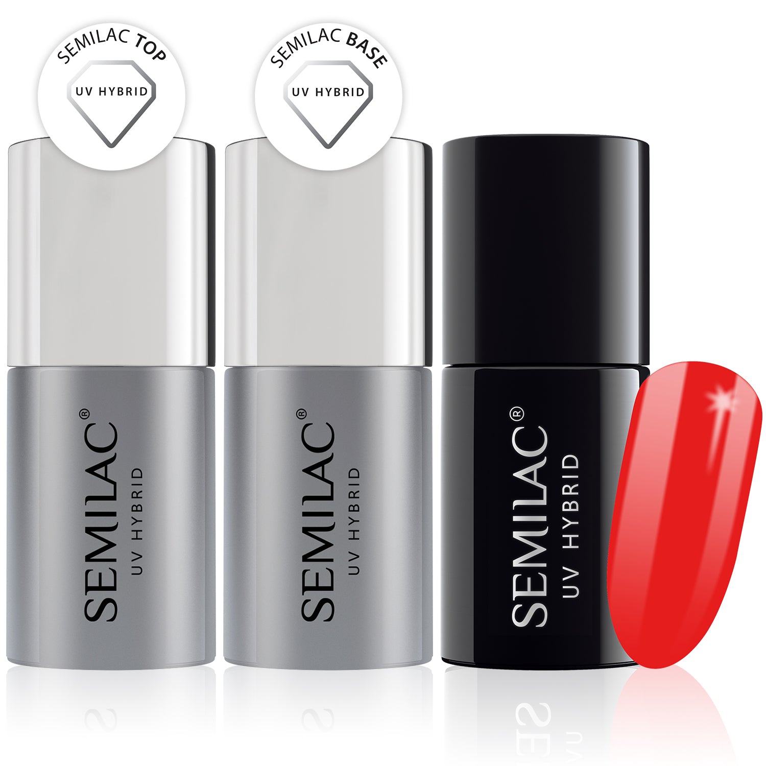 Semilac Base + Top + 134 Red Carpet UV Gel Polish Set - Semilac UK