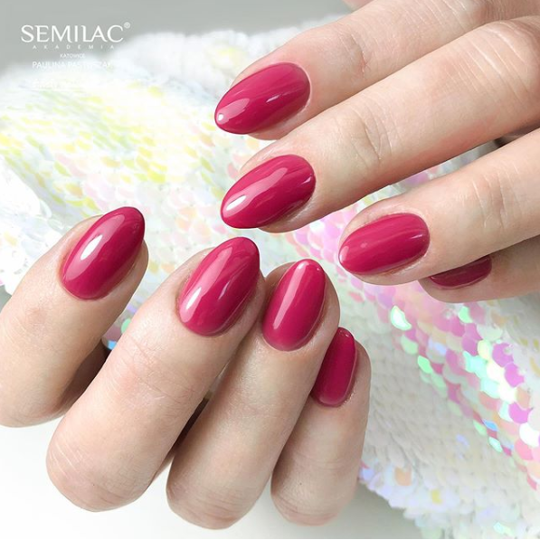 Semilac Base + Top + 066 Glossy Cranberry UV Gel Polish Set - Semilac Shop