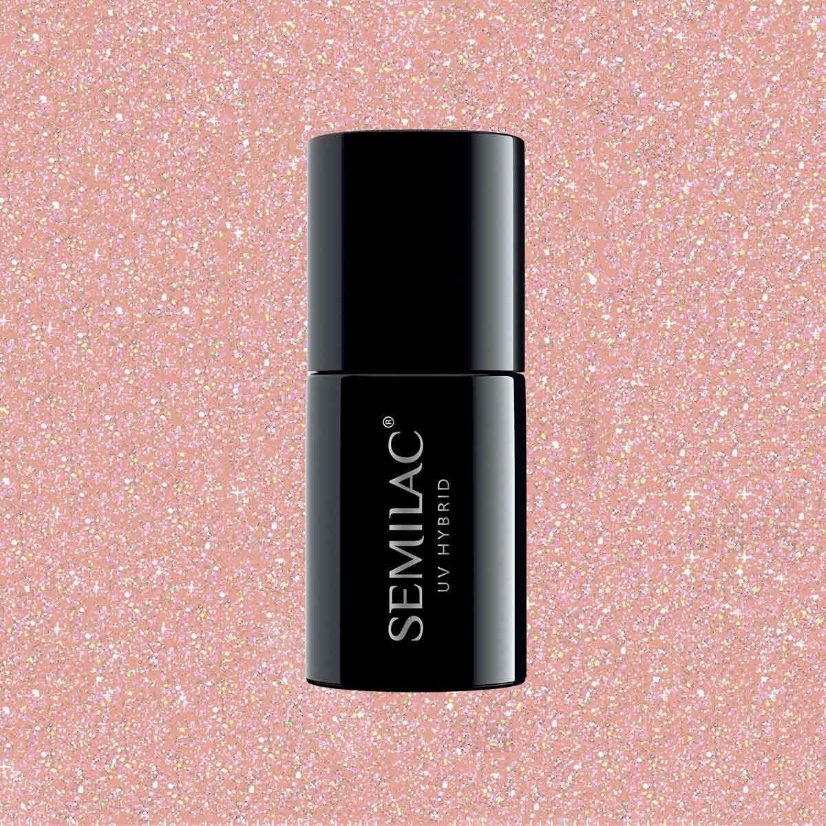 Semilac Extend Base 804 Glitter Soft Beige 5 in 1 UV Gel Polish7 ml - Semilac Shop