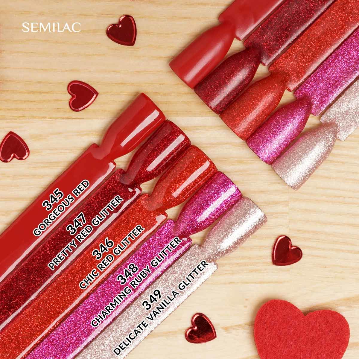 Semilac 347 Pretty Red Glitter UV Gel Polish 7 ml - Semilac Shop